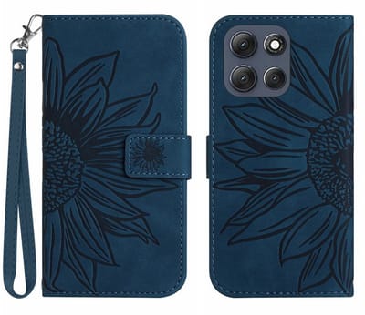 Coverup Hoesje - Geschikt voor Motorola Moto G86 Hoesje - Coverup Zonnebloem Book Case met Koord - Donkerblauw