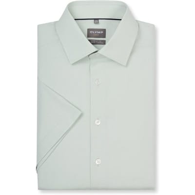 OLYMP 24/7 Luxor comfort fit overhemd - korte mouw - twill - limoen groen - Strijkvriendelijk - Boordmaat: 43 (EU maat: XL)
