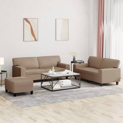 vidaXL - 3-delige - Loungeset - kunstleer - cappuccinokleurig