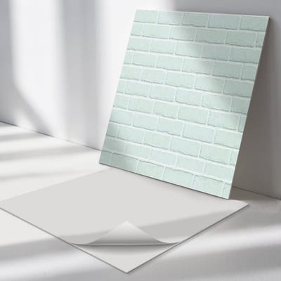 Wallfluent Vinyl Tegels - Bakstenen Muurpatroon Vinyl Tegels Zelfklevend - 30 cm x 30 cm - Romig PVC Tegels - 9 stuks - Vierkant PVC Tegels - Texturen Plaktegels - Zelfklevende Vinyltegels - Plaktegels Keuken en Badkamer