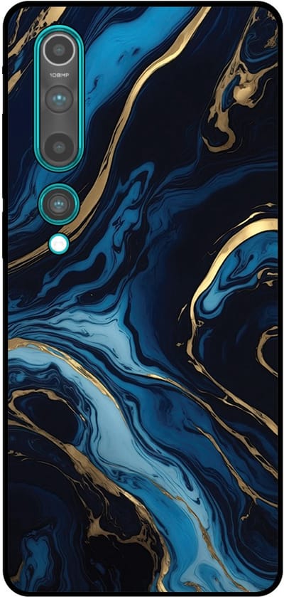 Smartphonica Telefoonhoesje Geschikt voor Xiaomi Mi 10 / 10 Pro met marmer opdruk - TPU backcover case gold blue marble design - Goud Blauw geschikt voor Xiaomi Mi 10;Xiaomi Mi 10 Pro