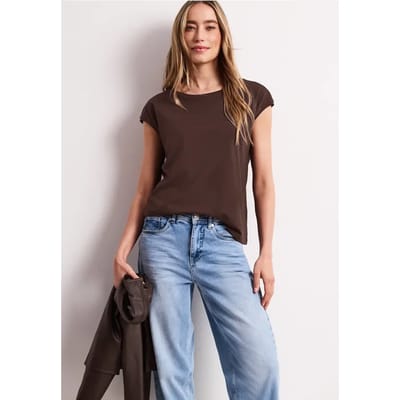Shirt met boothals en decoratief detail