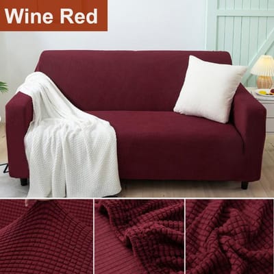 Bankhoes voor woonkamer elastische dikke jacquard hoes voor bankhoes L-vormige hoekbankhoes bankhoes 1 Seater 90-130cm wijn