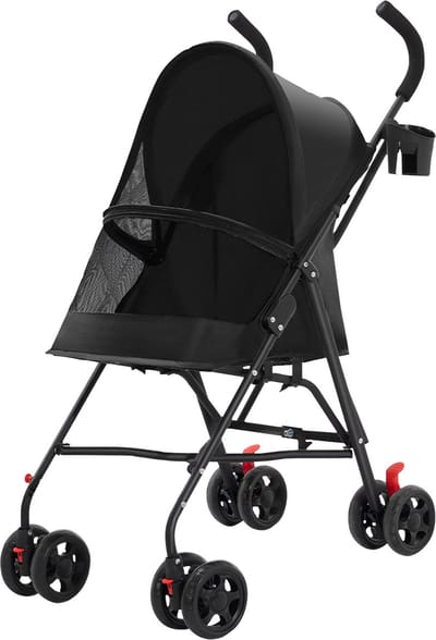 PIPIPOXER-Opvouwbare Hondenbuggy, honden- en kattenbuggy, afneembare , Zwart