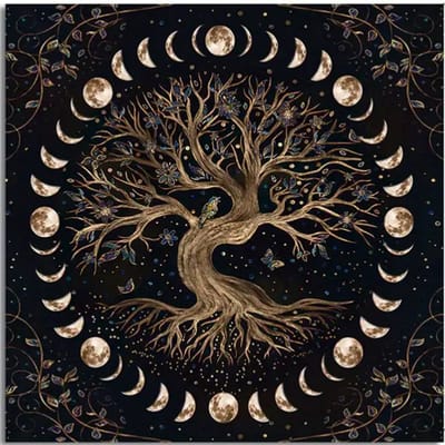 Tarotkleed - Waarzeggerij - Pendelkleed - Altaardoek - Esoterie - Astrologie - Tafelkleed - Pendelmat - Maanfasen