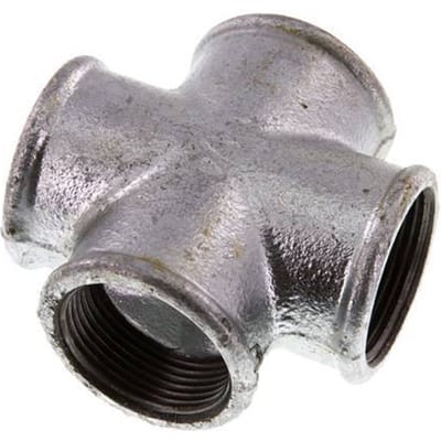 Rp 1 1/4'' Binnendraad Verzinkt Gietijzeren Kruissok 25 Bar - FL4X-F-IZ-114R