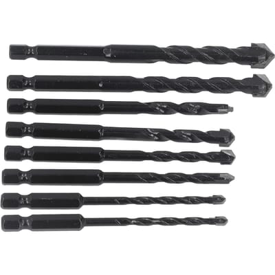 8 Stuks Steenboor Cemented Carbide 6,35 mm Zeskantschacht Zwart Set Kit voor Tegel Beton