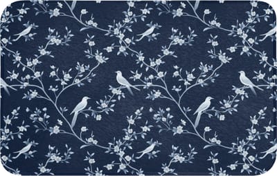 Badmat 80x50 cm - Antislip - Grafisch - Bloesemtak - Blauw - Badmatten voor badkamer - Badkamermat - Douchemat - Badkamer mat