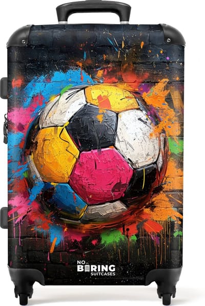 NoBoringSuitcases.com® - Koffer groot - Rolkoffer lichtgewicht - Graffiti voetbal met felle kleuren - Reiskoffer met 4 wielen - Grote trolley XL - 20 kg bagage