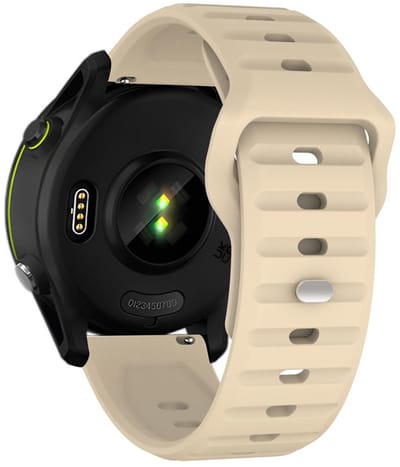 Siliconen bandje - geschikt voor Garmin Venu (2 Plus) / Venu SQ (2) / Vivomove (Style - Sport) / Vivoactive 3 / 5 / 6 / Forerunner 55 / 165 / 245 / 645 / 570 - 42mm - beige