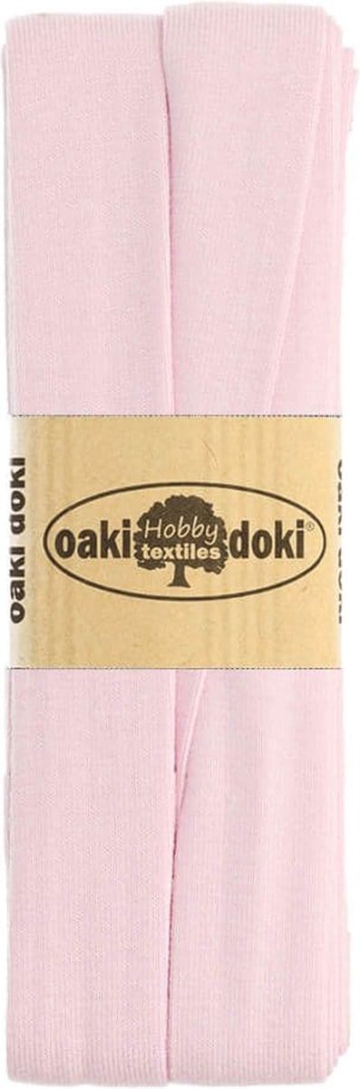 Oaki Doki Jersey Tricot Biaisband 20mm – 3 Meter – Licht Zalmroze 011 – Elastisch Afwerkingslint voor Stretchstoffen