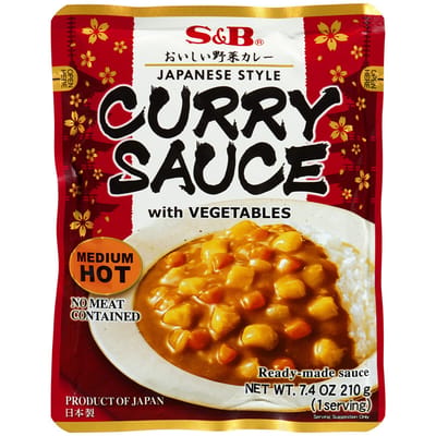S&B Groente Kerrie Saus Medium Hete Kruidenpasta - 210 g Pot - Kant-en-klare Maaltijdbasis en Cooking Sauce
