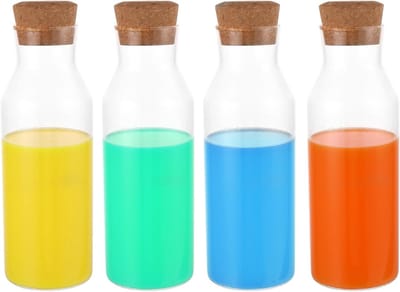 Set van 4 Stuks 1200ml Wasmiddelopslag in Glazen Dispenser met Luchtdichte Deksel - Borosilicaatglas, Warmtebestendig, Voor Vloeibaar Wasmiddel en Wasverzachter