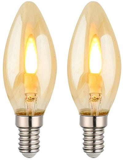 VITO LED Vlam-Effect Kaarslamp E14 - 1W (vervangt 10W) - 50lm - 1800K Amber - 230V - Realistisch Flikkerend Vlamlicht - 2 stuks