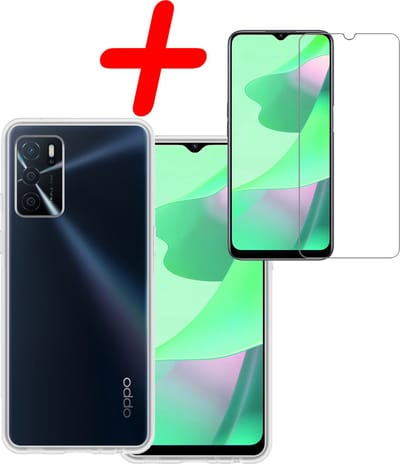 Hoesje Met Screenprotector - Geschikt voor OPPO A16s - Sterk & Shockproof - Back Cover - Siliconen Case - Telefoon Hoes - Transparant