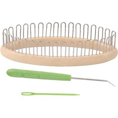 Métier à tricoter en bois rond de poche, planche à tricoter DIY, outil de tissage artisanal avec outil de poche pour métier à tisser et