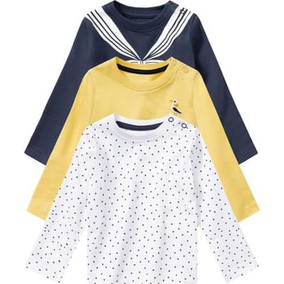 lupilu Baby t-shirts (50/56, Wit/geel/marine)