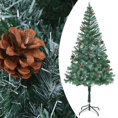 vidaXL - Kunstkerstboom - met - verlichting - kerstballen - dennenappels - 180 - cm