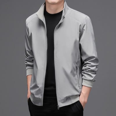 Vestes de mode solides pour hommes, manteau de printemps pour hommes, veste de baseball décontractée à la mode, coupe coréenne, manteaux à col montant 5XL gris