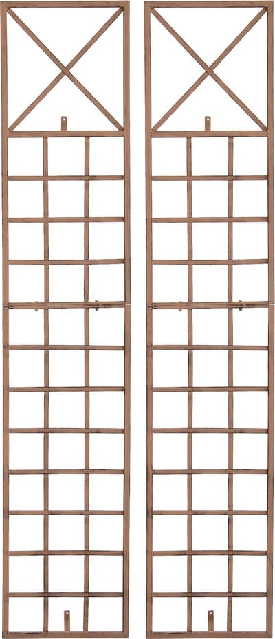 CLP Trigo Set van 2 Plantenklimrekken - Wandmontage - Trellis voor aan de muur - Plantenklimrekken hekwerk van metaal - antiek bruin