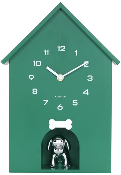Karlsson Wandklok Dog House - Groen - 24.9x9x27cm - Wandklok Modern