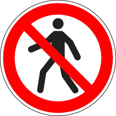 Verboden voor voetgangers sticker - ISO 7010 - P004 50 mm - 10 stuks per kaart