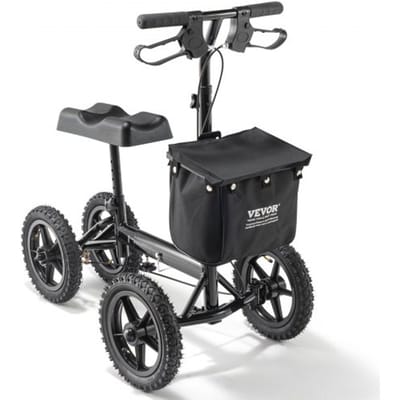 VEVOR knieroller, een knieloopapparaat van aluminium met in hoogte verstelbaar stuur en kniebeschermers, 30 cm all-terrain wielen, dubbele remmen, revalidatieroller voor enkel- en voetfracturen, 160 kg