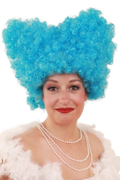 KIMU® Luxe Suikerspin Pruik Blauw Staarten - met Gratis 2x Haarnetje - Hofdame Markiezin Rococo Festival