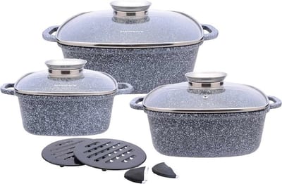 Klausberg 7327 - 8 delige braadpannen set - marmer grijs - 20/24/28 cm