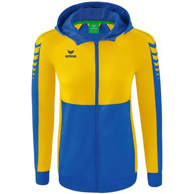 Erima Six Wings Trainingsjack Met Capuchon Dames - Geel / New Royal | Maat: 36