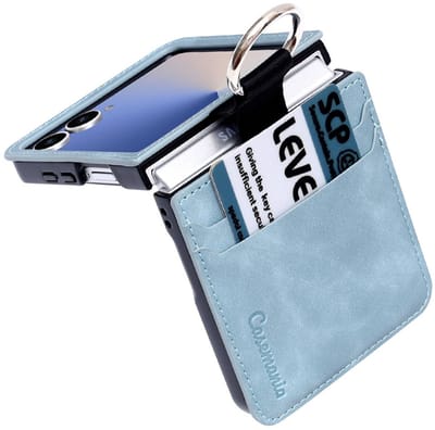 CaseMania Bookcase hoesje geschikt voor Samsung Galaxy Z Flip 7 - Effen Aqua - Kunstleer