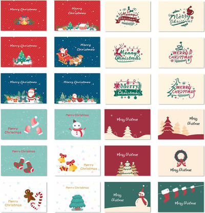 SUNMOOL Kerstkaarten - Wenskaarten - Gevouwen kaarten met enveloppen - 10x15cm - 24 Stuks - Type B