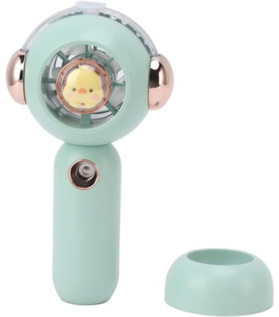 fan-Mini draagbare ventilator, persoonlijke verstuiver, schattig cartoonontwerp, USB-oplaadbaar, geschikt voor binnen- en buitengebruik (groen).