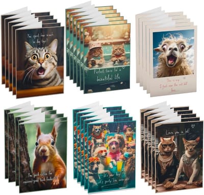 Set van 60 Luxe Ansichtkaarten met Dieren Dessins - Diverse Ontwerpen Wenskaarten
