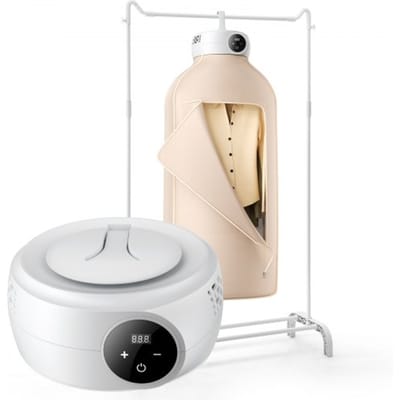VEVOR Draagbare wasdroger 600W, roterende wasdroger met droogtas, PTC-verwarming en LED-display, opvouwbare mini-droger met 5-uurs timer voor appartementen, studentenhuizen, campers of hotels