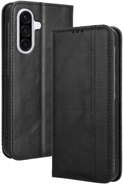 Coverup Hoesje - Geschikt voor Samsung Galaxy A56 Hoesje - Coverup Vintage Style Book Case - Zwart