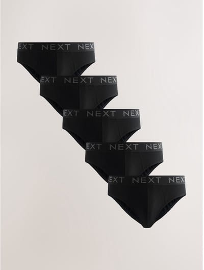 Next - Heren - Set van 5 katoenrijke slips - Zwart