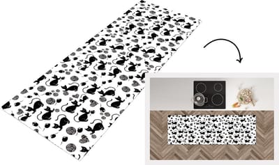 Keukenloper - Loper keuken - Meisje - Kat - Muis - Patronen - 150x50 cm - Keukenloper vinyl