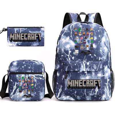 Minecraft Schooltas Game Merchandise Student Grote Capaciteit Print Drie Delige Schooltas Mannen En Vrouwen Three-piece set