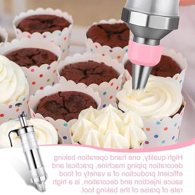 Professionele Cake Sprayer met 6 Spuiten - RVS Decoratie Syringe voor Taarten, Donuts en Gebak - Herbruikbare Bakaccessoires voor Perfecte Decoraties