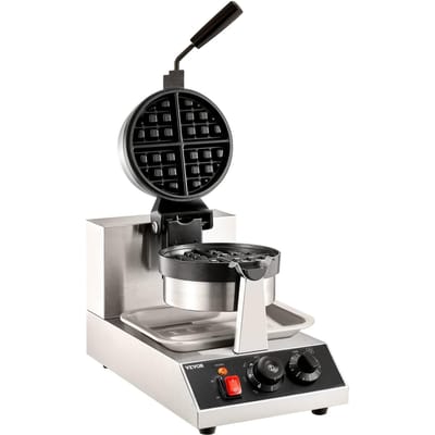 Gaufrier Rond Commercial 1300W Rotatif Antiadhésif Fer à Gaufres 220V