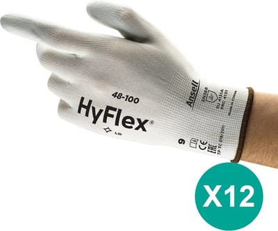 HyFlex® 48-100 - Werkhandschoen, DIY, Comfort en bescherming, S, Wit, 12 paar