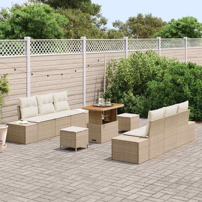 vidaXL - Tuinbank - Set - 9 - st - 8-Aantal - zitplaatsen - Beige - Poly - rattan
