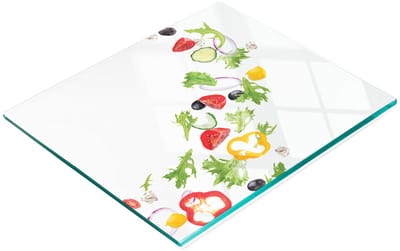 Duurzame en stijlvolle glazen snijplank met groentesaladepatroon, 60x52 cm