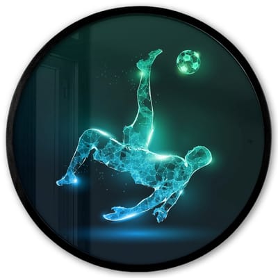 Poster in lijst Rond - Fotolijst 40x40 cm - Posters - Voetbal - Voetballer - Jongen - Zwart - Ronde posterlijst zwart - Decoratie - Wanddecoratie woonkamer - Muurdecoratie slaapkamer