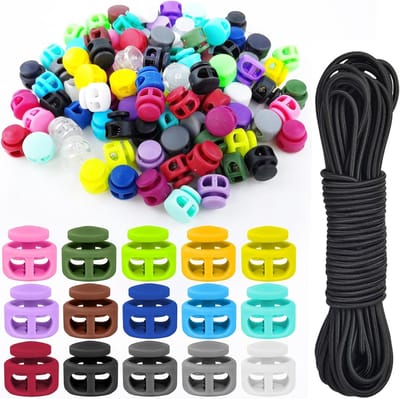 100 Stuks Veerkoordstopper, Kleurige Plastic Koordsluiters voor Touwtjes, Rugzakken, Kleding en Schoenen