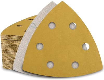 Schuurpapier, driehoekige schuurmachine, 6 gaten, 93 x 93 x 93 mm, korrelgrootte 600, Delta schuurpapier, klittenband, schuurpapier voor hout, metaal