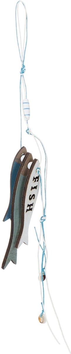 Houten visvormige hangdecoratie, blauw, 36 cm, 4 stuks, 4 Stück