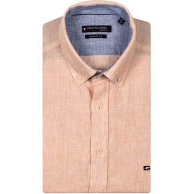 Giordano Overhemd League Soft Washed Linnen Button Down Pastel Roze / male