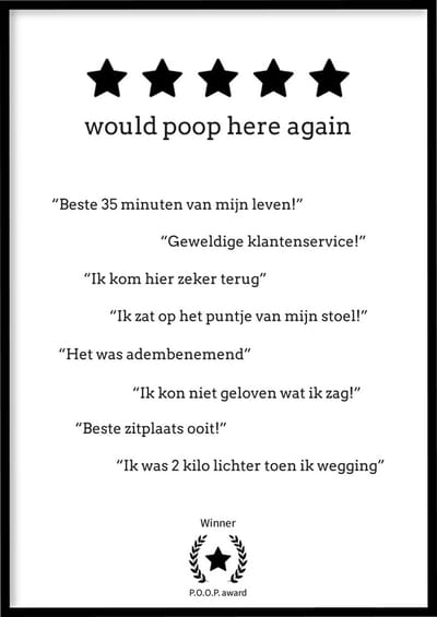 Poster Reviews - 30x40 cm - WC poster - Exclusief fotolijst - WALLLL